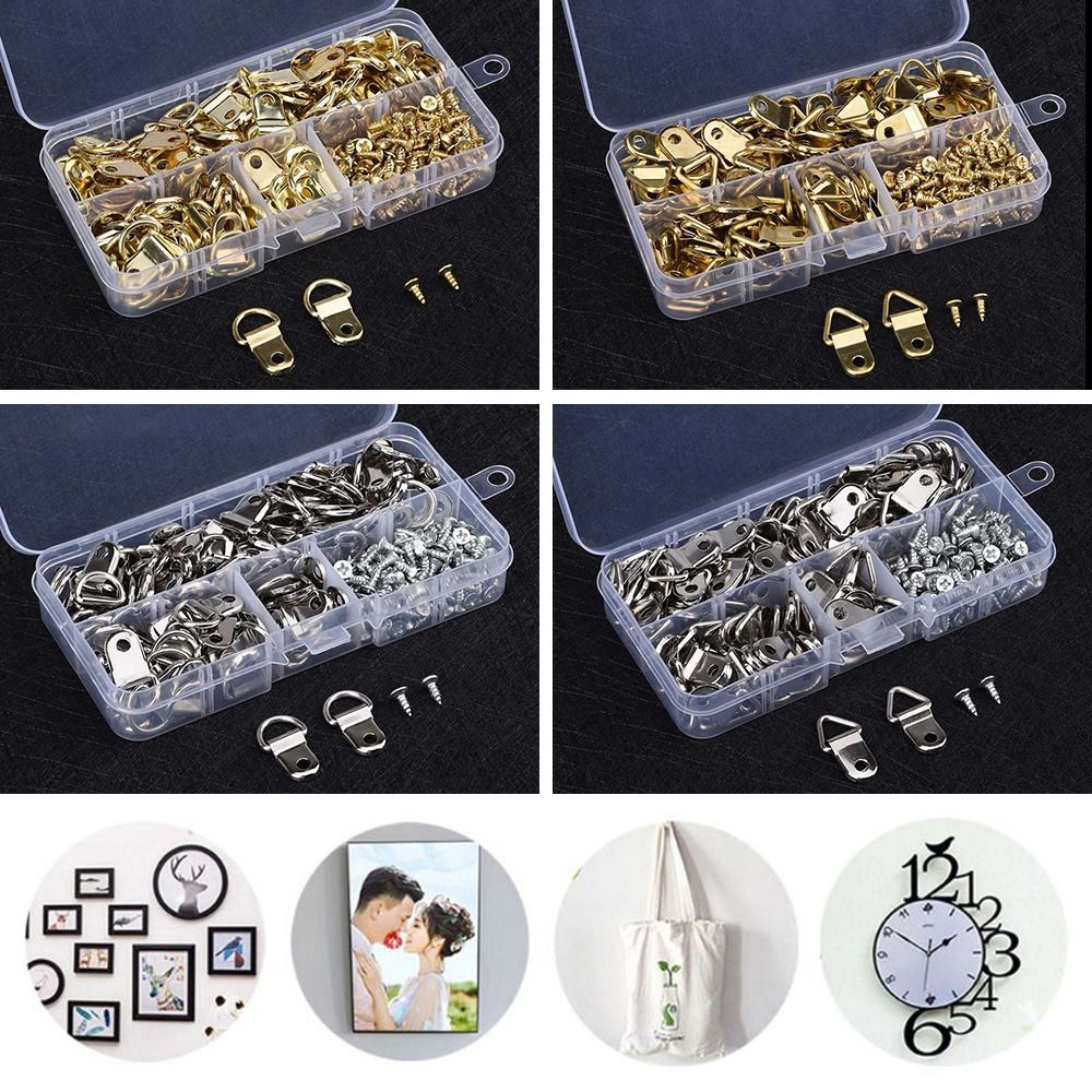 Furniture Hook Hardware - 100 buah emas lubang ganda segitiga