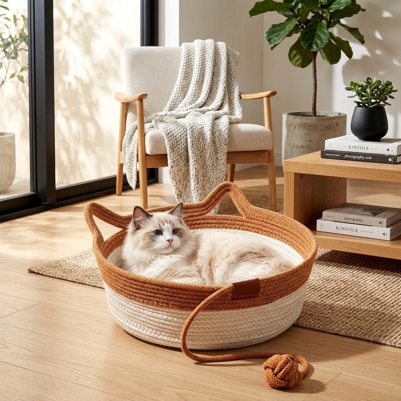 Furniture Hardware For Bed - Keranjang Tidur Kucing dari Tali Katun